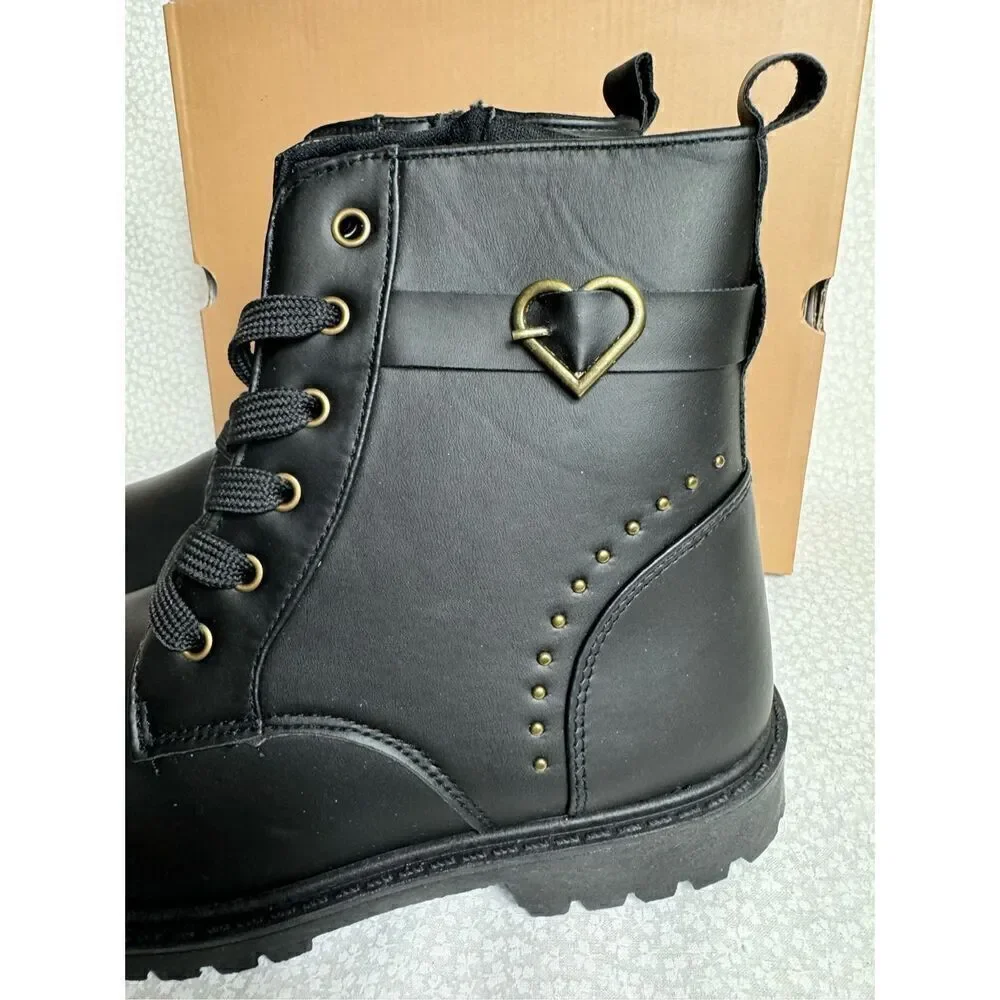 REGAZZA GIRLS BOOTS SIZE 4 LACE UP COMBAT Boots in BLACK